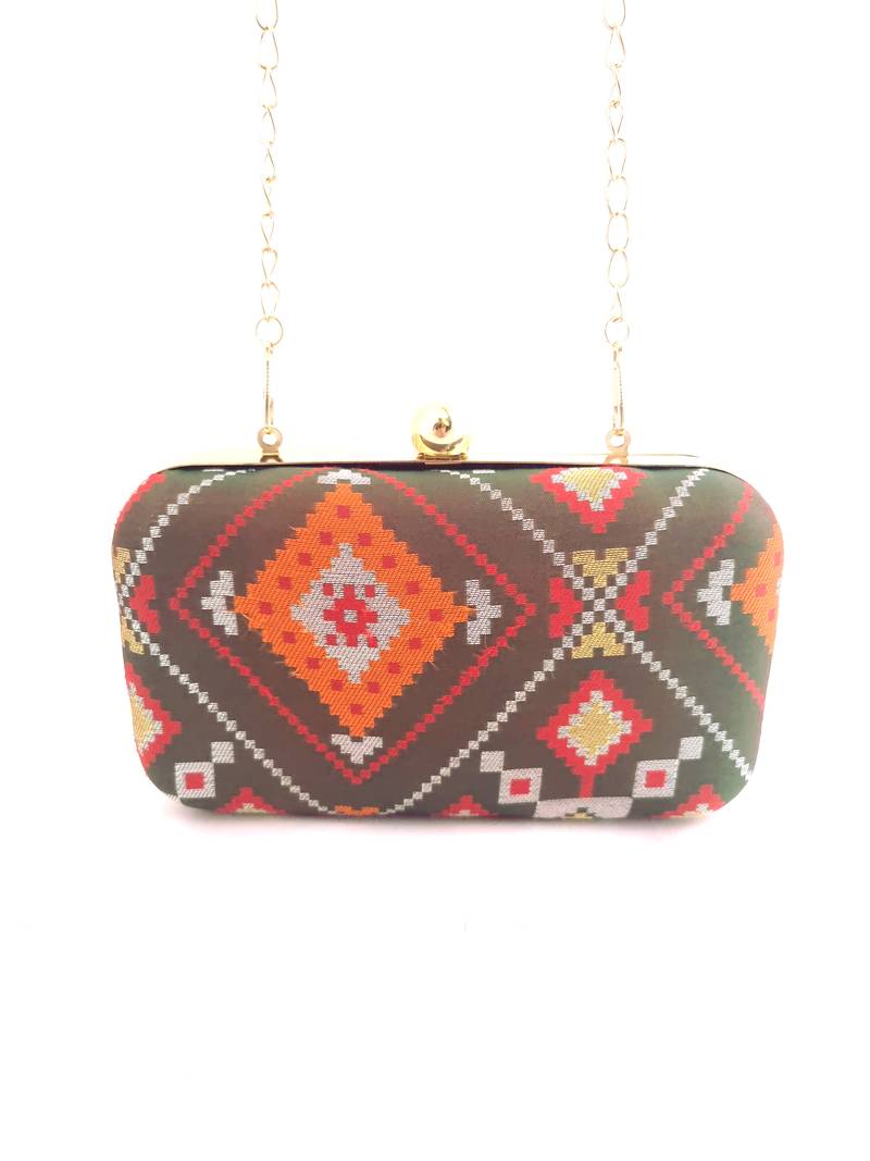 Basil Brocade Clutch