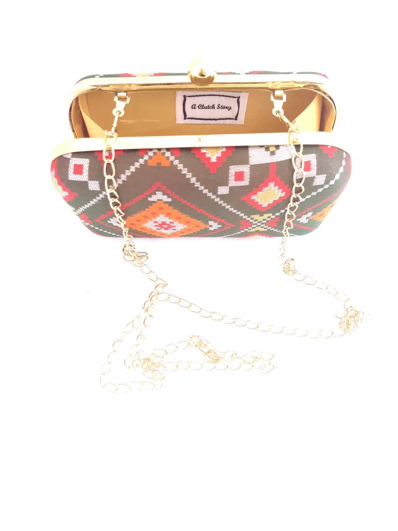 Basil Brocade Clutch