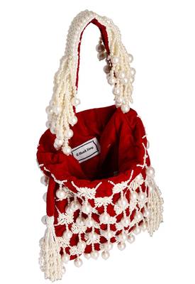 Rubysome Pearl Tassel Hand Embroidered Potli 4