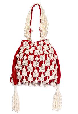 Rubysome Pearl Tassel Hand Embroidered Potli 1