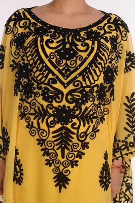 Yellow Kaftan Moroccan Farasha Abaya Maxi Modern Fancy Floor Length Dress 4