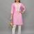 Pink Lucknowi Chikankari Cotton Straight 3/4 th sleeves kurta for Women