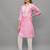 Pink Lucknowi Chikankari Cotton Straight 3/4 th sleeves kurta for Women