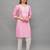 Pink Lucknowi Chikankari Cotton Straight 3/4 th sleeves kurta for Women
