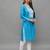 SkyBlue Lucknowi Chikankari Cotton Straight 3/4 th sleeves kurta for Women