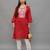 Red Lucknowi Chikankari Cotton Straight 3/4 th sleeves kurta for Women