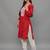 Red Lucknowi Chikankari Cotton Straight 3/4 th sleeves kurta for Women