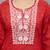 Red Lucknowi Chikankari Cotton Straight 3/4 th sleeves kurta for Women