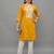 Yellow Lucknowi Chikankari Cotton Straight 3/4 th sleeves kurta for Women