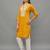 Yellow Lucknowi Chikankari Cotton Straight 3/4 th sleeves kurta for Women