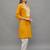 Yellow Lucknowi Chikankari Cotton Straight 3/4 th sleeves kurta for Women