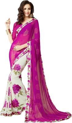 Magenta printed Georgette saree with blouse 1