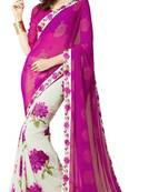 Magenta printed Georgette saree with blouse