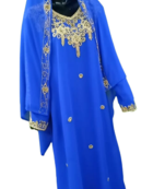 Royal Blue Color Dubai Moroccan Kaftan Farasha Abaya Maxi Modern Fancy Floor Length Dress