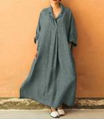 Grey plain linen long-kurtis