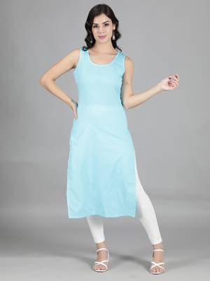 Hand Embroidered Blue Georgette Lucknowi Chikankari Kurti for Women with Slip 3
