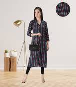 Navy-blue printed rayon ethnic-kurtis