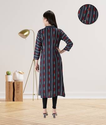 Navy-blue printed rayon ethnic-kurtis 4