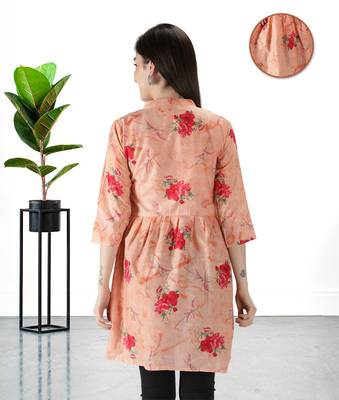 Peach printed cotton ethnic-kurtis 4