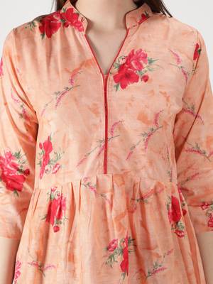 Peach printed cotton ethnic-kurtis 5