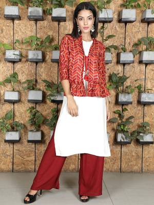 Red printed viscose rayon ethnic-kurtis 1