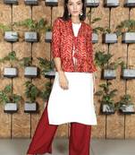 Red printed viscose rayon ethnic-kurtis