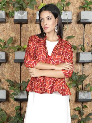 Red printed viscose rayon ethnic-kurtis 2