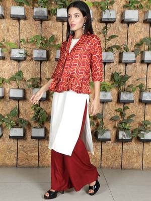 Red printed viscose rayon ethnic-kurtis 3