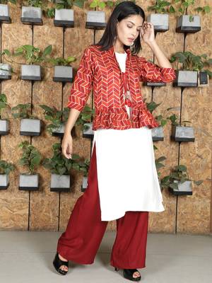Red printed viscose rayon ethnic-kurtis 4