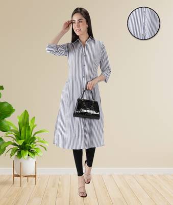 White printed cotton ethnic-kurtis 1