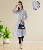 White printed cotton ethnic-kurtis