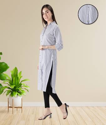 White printed cotton ethnic-kurtis 2