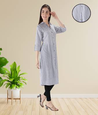 White printed cotton ethnic-kurtis 3