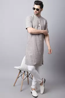 Brown printed cotton men-kurtas