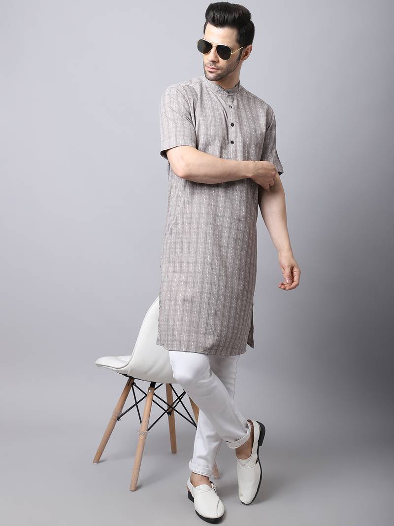 Brown printed cotton men-kurtas