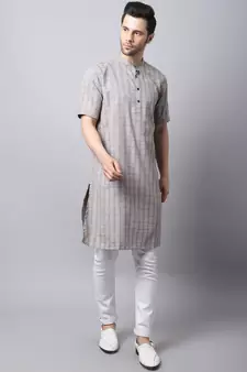 Brown printed cotton men-kurtas