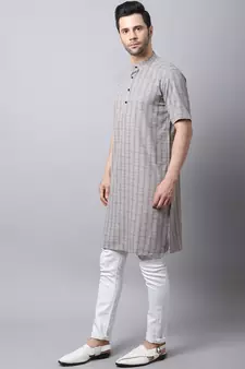 Brown printed cotton men-kurtas