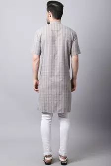 Brown printed cotton men-kurtas