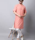 Orange printed cotton men-kurtas