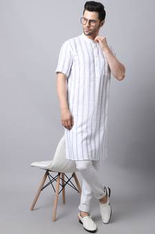 White printed cotton men-kurtas