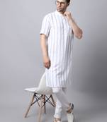 White printed cotton men-kurtas