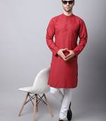 Maroon plain cotton men-kurtas