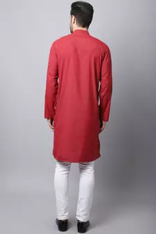 Maroon plain cotton men-kurtas