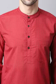 Maroon plain cotton men-kurtas