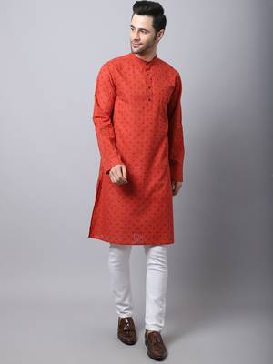 Red plain cotton men-kurtas 2