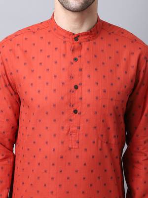 Red plain cotton men-kurtas 5
