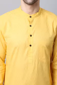 Yellow plain cotton men-kurtas