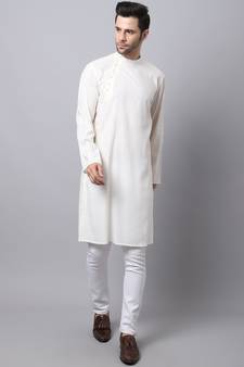 White plain cotton men-kurtas