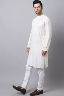 White plain cotton men-kurtas