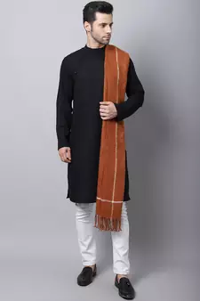 Black plain cotton men-kurtas